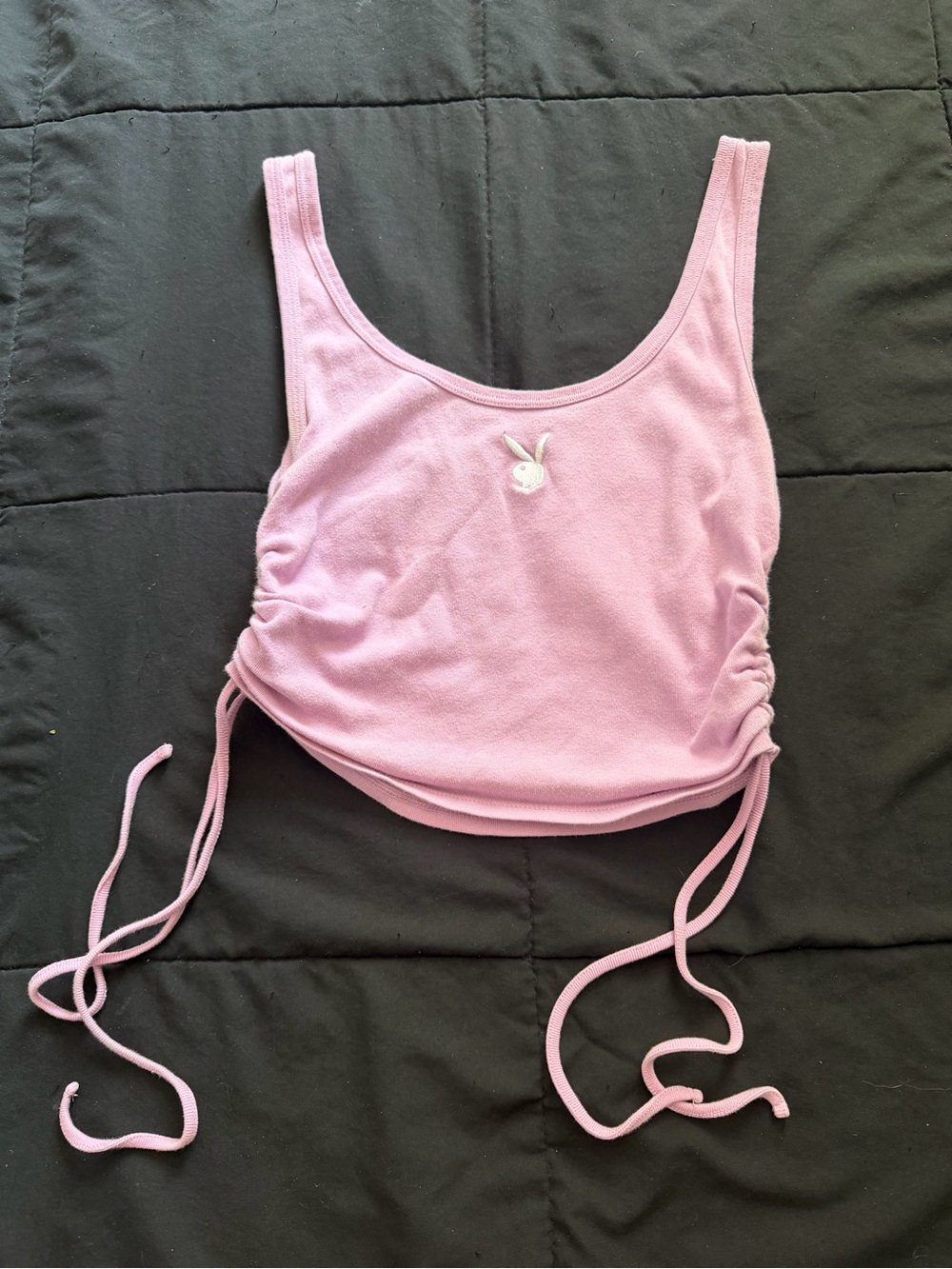 PLAYBOY Pink Ruched Tie-Side Crop Tank